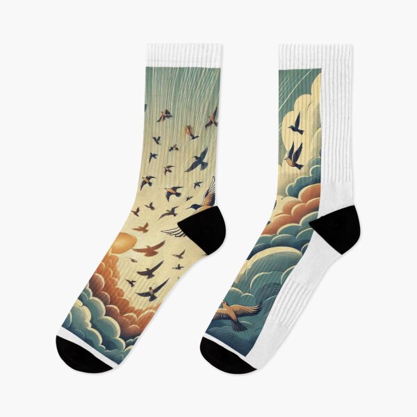 Item preview, A Flock of Birds Soaring Through a Cloudy Sunrise Sky designed and sold by choder61.