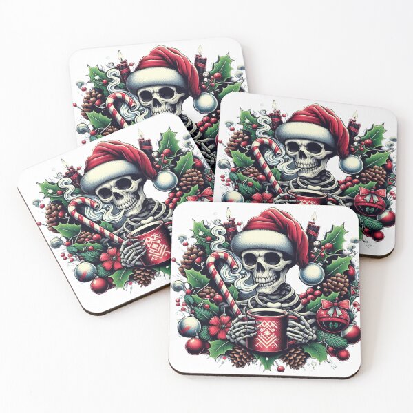 Item preview, Unique Festive Skeleton Christmas Art - Trendy Holiday Decor for Redbubble designed and sold by MiszungART.