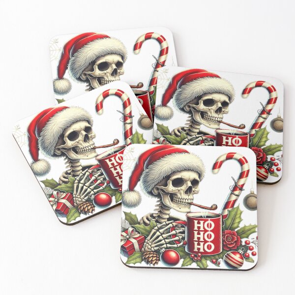 Item preview, Unique Festive Skeleton Christmas Art - Trendy Holiday Decor for Redbubble designed and sold by MiszungART.
