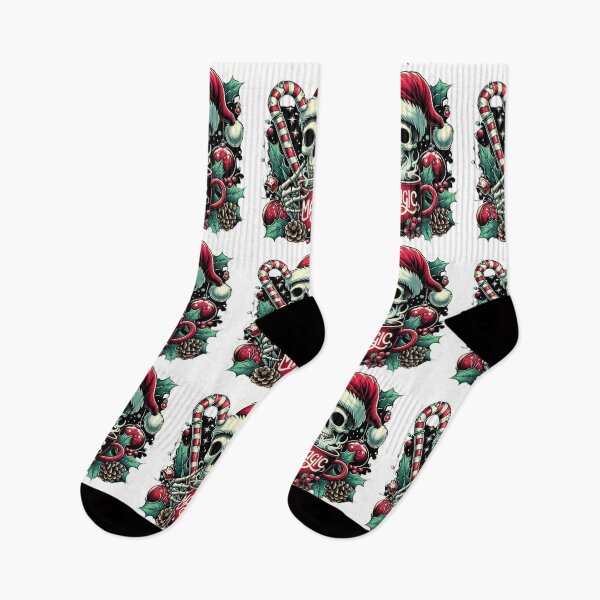 Item preview, Unique Festive Skeleton Christmas Art - Trendy Holiday Decor for Redbubble designed and sold by MiszungART.