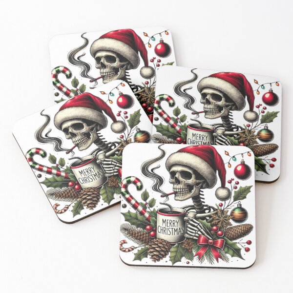 Item preview, Unique Festive Skeleton Christmas Art - Trendy Holiday Decor for Redbubble designed and sold by MiszungART.