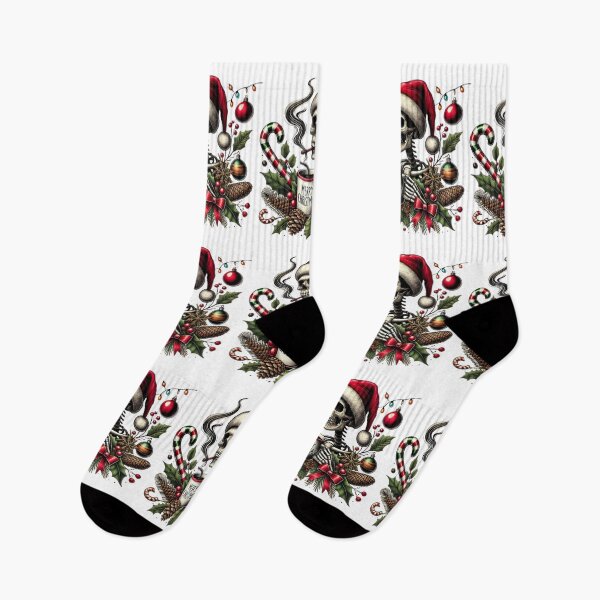 Item preview, Unique Festive Skeleton Christmas Art - Trendy Holiday Decor for Redbubble designed and sold by MiszungART.