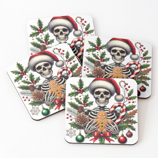 Item preview, Unique Festive Skeleton Christmas Art - Trendy Holiday Decor for Redbubble designed and sold by MiszungART.