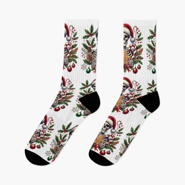 Item preview, Unique Festive Skeleton Christmas Art - Trendy Holiday Decor for Redbubble designed and sold by MiszungART.