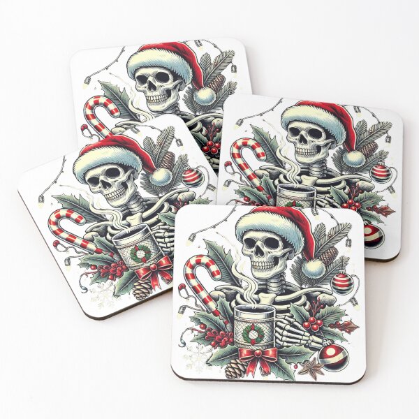 Item preview, Unique Festive Skeleton Christmas Art - Trendy Holiday Decor for Redbubble designed and sold by MiszungART.