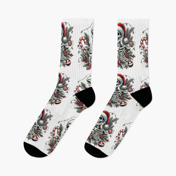 Item preview, Unique Festive Skeleton Christmas Art - Trendy Holiday Decor for Redbubble designed and sold by MiszungART.
