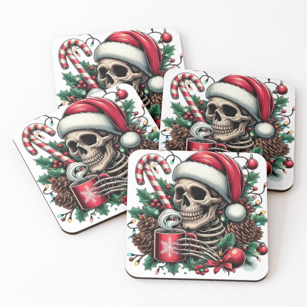 Item preview, Unique Festive Skeleton Christmas Art - Trendy Holiday Decor for Redbubble designed and sold by MiszungART.