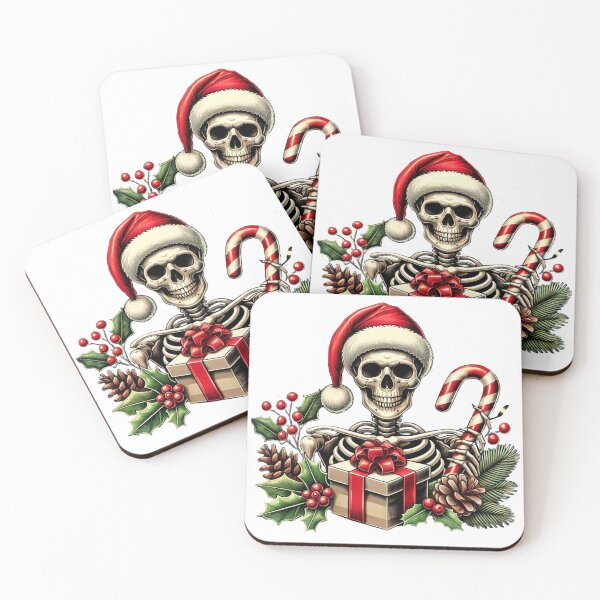 Item preview, Unique Festive Skeleton Christmas Art - Trendy Holiday Decor for Redbubble designed and sold by MiszungART.