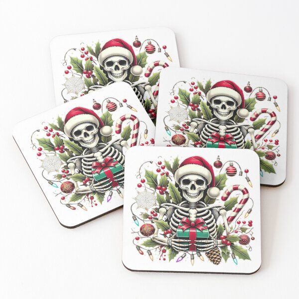 Item preview, Unique Festive Skeleton Christmas Art - Trendy Holiday Decor for Redbubble designed and sold by MiszungART.