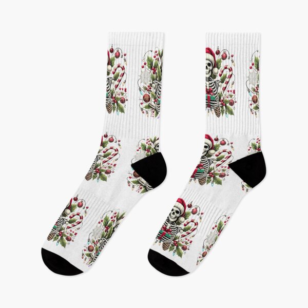 Item preview, Unique Festive Skeleton Christmas Art - Trendy Holiday Decor for Redbubble designed and sold by MiszungART.