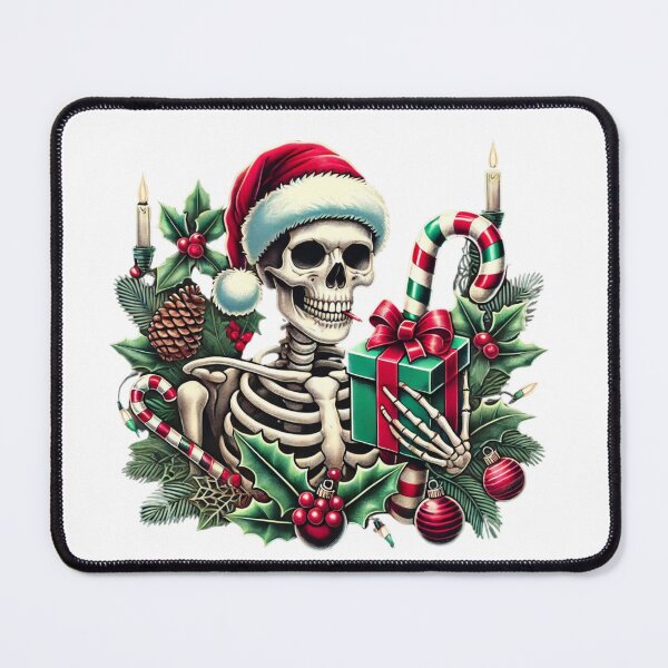 Item preview, Unique Festive Skeleton Christmas Art - Trendy Holiday Decor for Redbubble designed and sold by MiszungART.