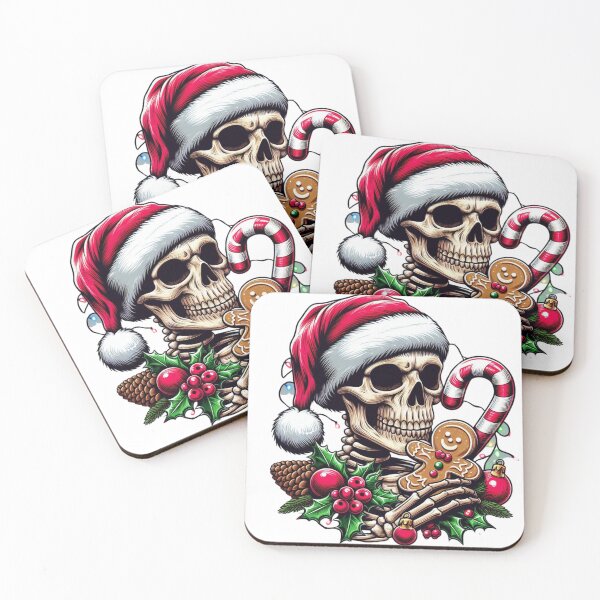 Item preview, Unique Festive Skeleton Christmas Art - Trendy Holiday Decor for Redbubble designed and sold by MiszungART.
