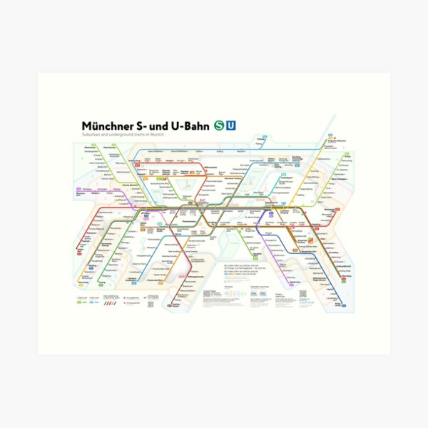Item preview, Munich S-Bahn and U-Bahn map. White designed and sold by Vadim Kraev.