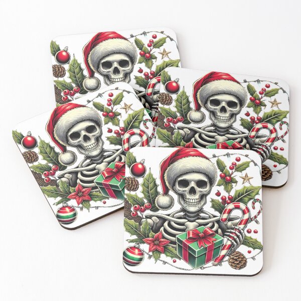 Item preview, Unique Festive Skeleton Christmas Art - Trendy Holiday Decor for Redbubble designed and sold by MiszungART.