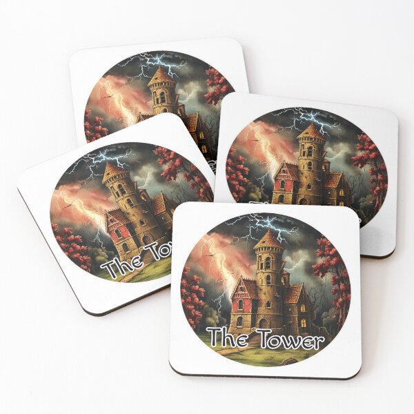 Item preview, Major Arcana Tarot Cards - Medieval Tower Struck by Lightning designed and sold by Pixel Waite.
