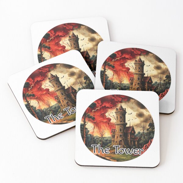 Item preview, Major Arcana Tarot Cards - Autumn Medieval Tower Struck by Lightning designed and sold by Pixel Waite.