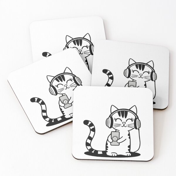 Item preview, Cute Headphones Kitten - Cat Listening to Music designed and sold by BearsAndSkulls.