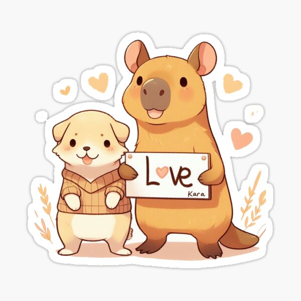 Kara capybara and dog Sticker