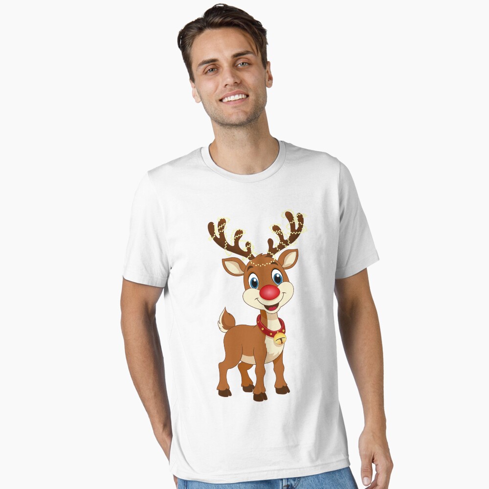 Christmas reindeer. Christmas lights. Red nose. Poster