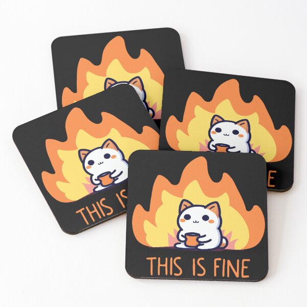 Item preview, Chaos and Coffee -This Is Fine Cat Meme  designed and sold by LoFi-OG.