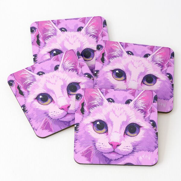 Item preview, Enigmatic feline mosaic in pink and purple designed and sold by ShroomForge.