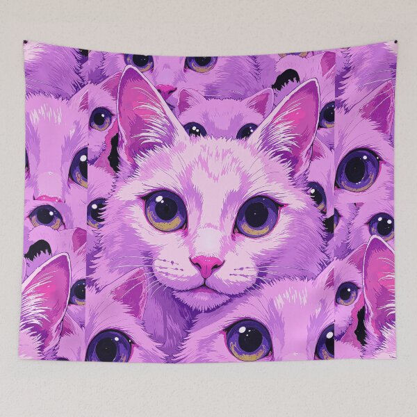 Item preview, Enigmatic feline mosaic in pink and purple designed and sold by ShroomForge.