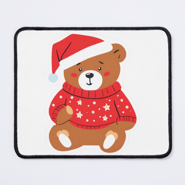 Item preview, Cozy Christmas Bear in santa hat designed and sold by GeoSketchWear.