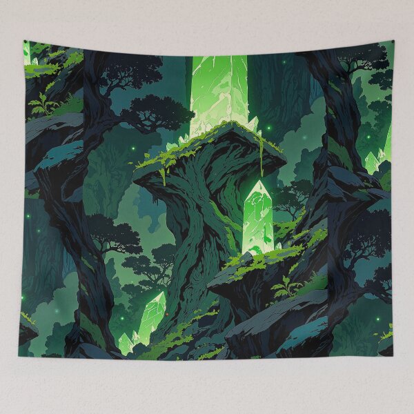 Item preview, Luminescent cavern forest a realm of green crystals designed and sold by MadeByHaresShop.