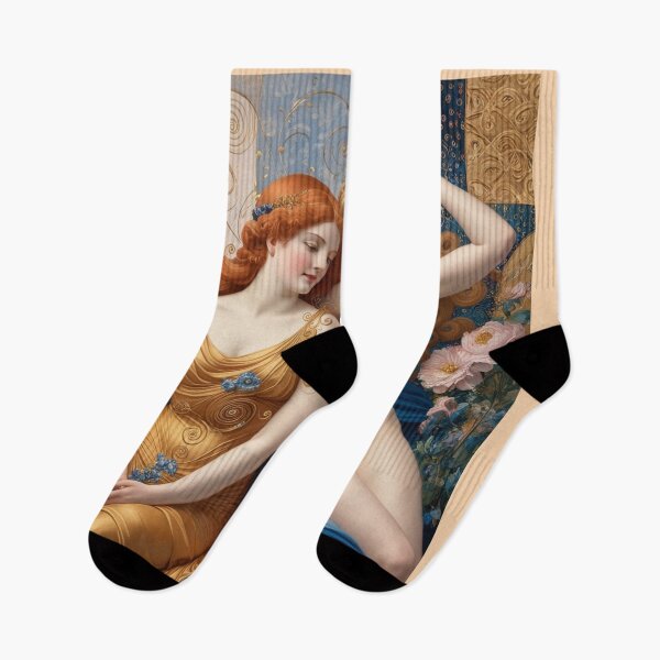 Item preview, Beautiful painting of two  Art Nouveau Renaissance Impressionistic women together after Gustav Klimt designed and sold by Vintage Designs +.