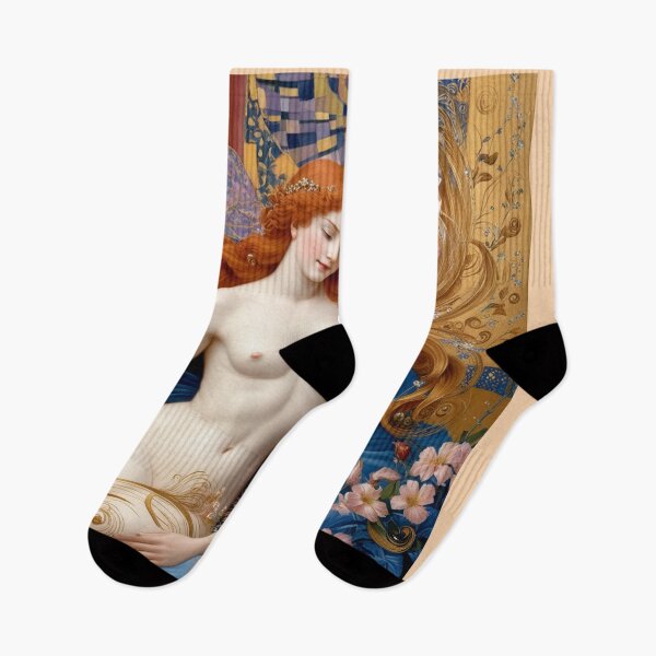Item preview, Beautiful painting of two  Art Nouveau Renaissance Impressionistic women together after Gustav Klimt designed and sold by Vintage Designs +.