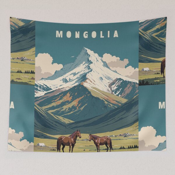Item preview, Mongolian majesty horses amidst the fog designed and sold by MadeByHaresShop.