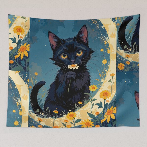 Item preview, Moonlight serenade black cat and stars designed and sold by MadeByHaresShop.