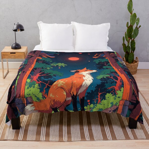 Item preview, Moonlit encounter red fox japanese gate designed and sold by MadeByHaresShop.