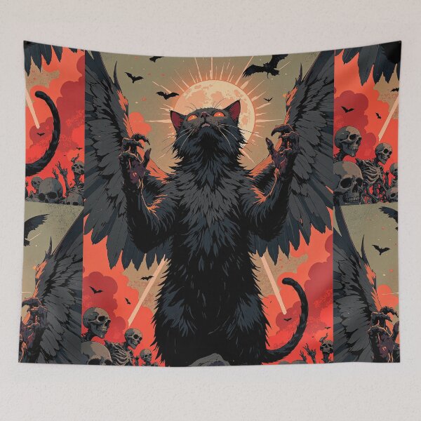 Item preview, Moonlit feline guardian among boneladen shadows designed and sold by MadeByHaresShop.