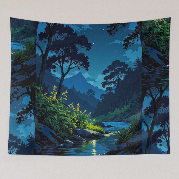 Item preview, Moonlit river reflections a peaceful nocturnal symphony designed and sold by MadeByHaresShop.