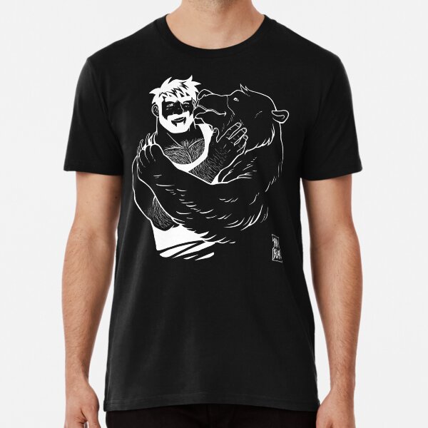 BEAR KISS - WHITE LINEART Premium T-Shirt