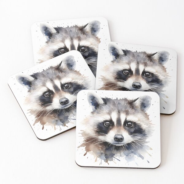 Item preview, Watercolor painting of a cute raccoon designed and sold by Happy Shop.