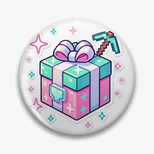 Item preview, Pixel Art Gift Box with Pickaxe and Sparkles - Gaming Inspired Sticker Design designed and sold by pixelpopplanet.