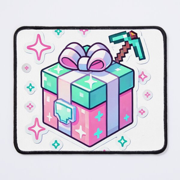 Item preview, Pixel Art Gift Box with Pickaxe and Sparkles - Gaming Inspired Sticker Design designed and sold by pixelpopplanet.