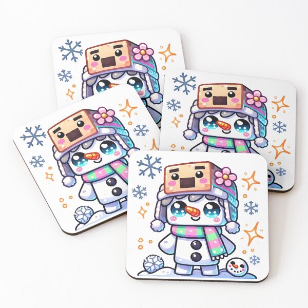 Item preview, Cute Kawaii Snowman with Minecraft Box Head Winter Cartoon Design designed and sold by pixelpopplanet.