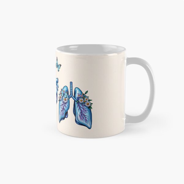 Item preview, Set of human organ blue with daisy, lungs, heart and brain ink watercolor style designed and sold by Collagedream.