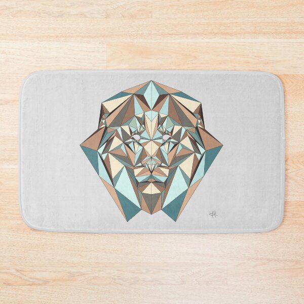 Item preview, Geometric Lion - colorful proposal blue beige brown tones designed and sold by YaraCreatyque.