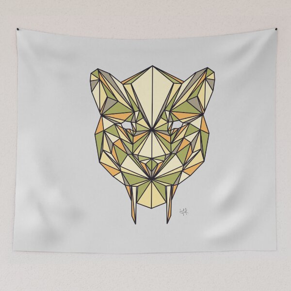 Item preview, Geometric Saber Tooth Tiger - Yellow and Green Color Proposal designed and sold by YaraCreatyque.
