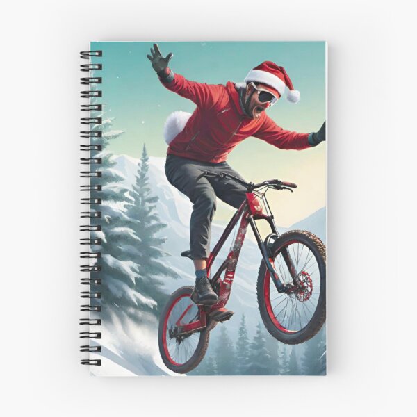 Aperçu de l'œuvre Aventure VTT de Noël : Snowy Trail Shred créée et vendue par GrizzlyCollective.