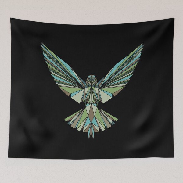 Item preview, Geometric Bird - Green and Brown Tones on Black Background designed and sold by YaraCreatyque.