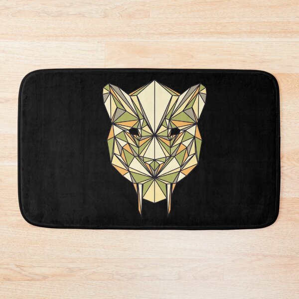 Item preview, Geometric Saber Tooth Tiger - Colorful yellow and green tones on black background designed and sold by YaraCreatyque.