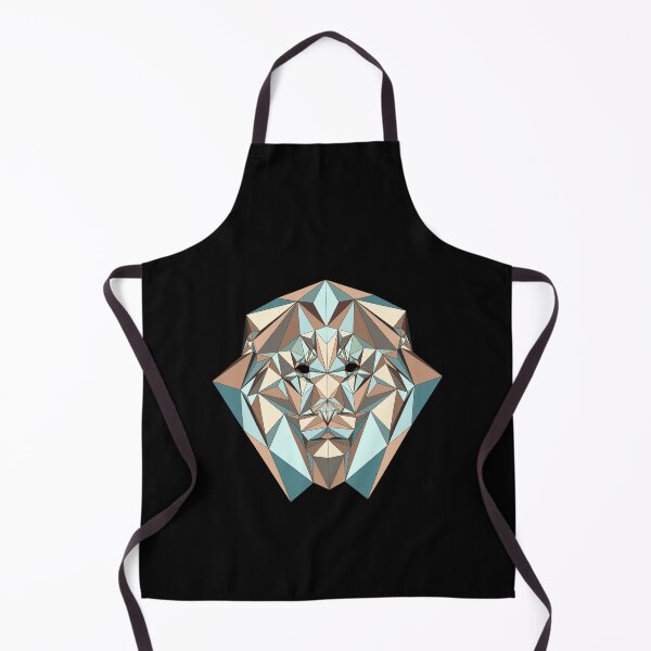 Item preview, Geometric Lion Copy - Blue Beige Brown Tones on Black Background designed and sold by YaraCreatyque.