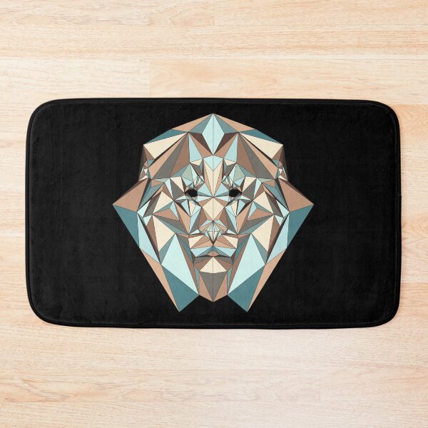 Item preview, Geometric Lion Copy - Blue Beige Brown Tones on Black Background designed and sold by YaraCreatyque.