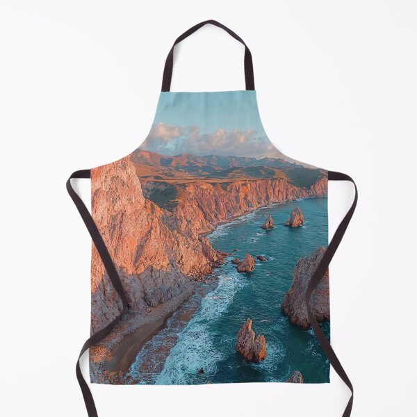 Item preview, Scenic Ocean Cliffs with Sunset Glow - Landscape Photography designed and sold by regnumsaturni.