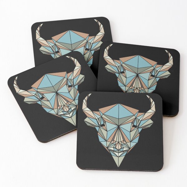 Item preview, Geometric Bison - Blue, Green and Brown Tones on Black Background designed and sold by YaraCreatyque.